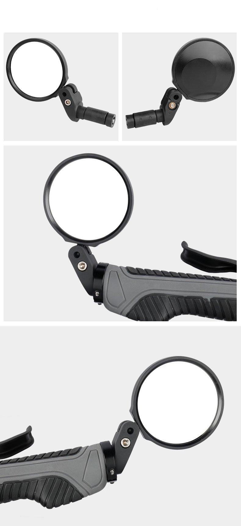 1 paire de rétroviseurs de vélo arrière, vue large pour vélo, cyclisme, réflecteur d'angle réglable gauche et droit, rétroviseurs réfléchissants à grand angle de rotation à 360° pour VTT, vélo de route, vélo électrique, trottinette électrique