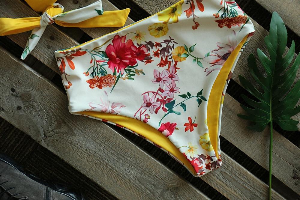 Bikinis Femme Nouveau Maillot de Bain à Une Épaule Taille Haute Maillot de Bain Bandage Maillots de Bain Tenue de Plage Femme Dentelle Deux Pièces Robe de Bain avec Bas de Bikini Maillots de Bain