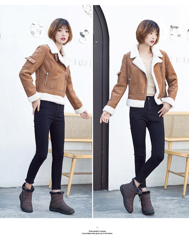 Bottes de Neige pour Femmes, Chaudes, Courtes, en Peluche, Bottines d'Hiver Confortables, à Fermeture Éclair, Chaussures Chaudes Antidérapantes, Doublées Fourrure, Courtes, Imperméables, Faciles à Enfiler, Légères pour l'Extérieur