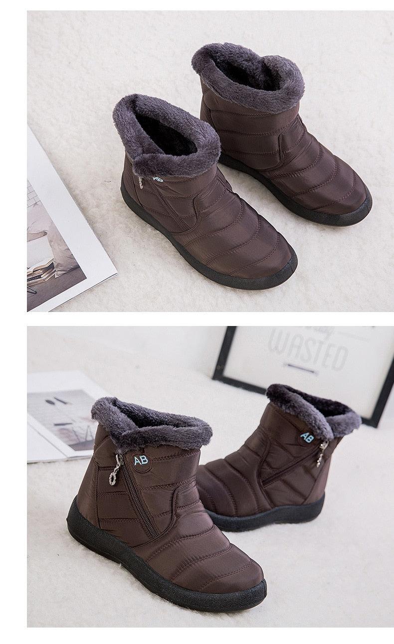 Bottes de Neige pour Femmes, Chaudes, Courtes, en Peluche, Bottines d'Hiver Confortables, à Fermeture Éclair, Chaussures Chaudes Antidérapantes, Doublées Fourrure, Courtes, Imperméables, Faciles à Enfiler, Légères pour l'Extérieur