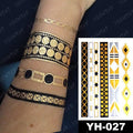 Nouvel Autocollant de Tatouage Temporaire Imperméable Doré Argenté Fleur Bijoux Flash Mode Différents Modèles Tatouages Pour Femmes