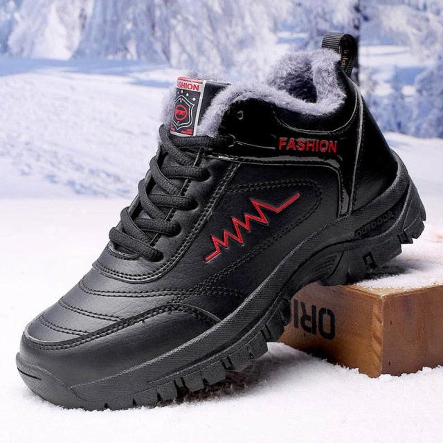 Bottes d'hiver pour femmes et hommes, chaussures chaudes en peluche, baskets imperméables pour l'extérieur, bottes de neige montantes, bottes de randonnée décontractées en cuir, bottes de trekking d'extérieur, bottes de randonnée mi-hautes pour hommes.
