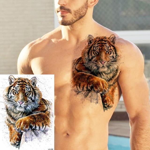 Grands Tatouages ​​Tigre Noir Imperméables Tatouages ​​Léopard Grande Bête Corps Bras Jambes Tatouage Tigre Cool Face Tatouages Temporaires Pour Femmes Hommes
