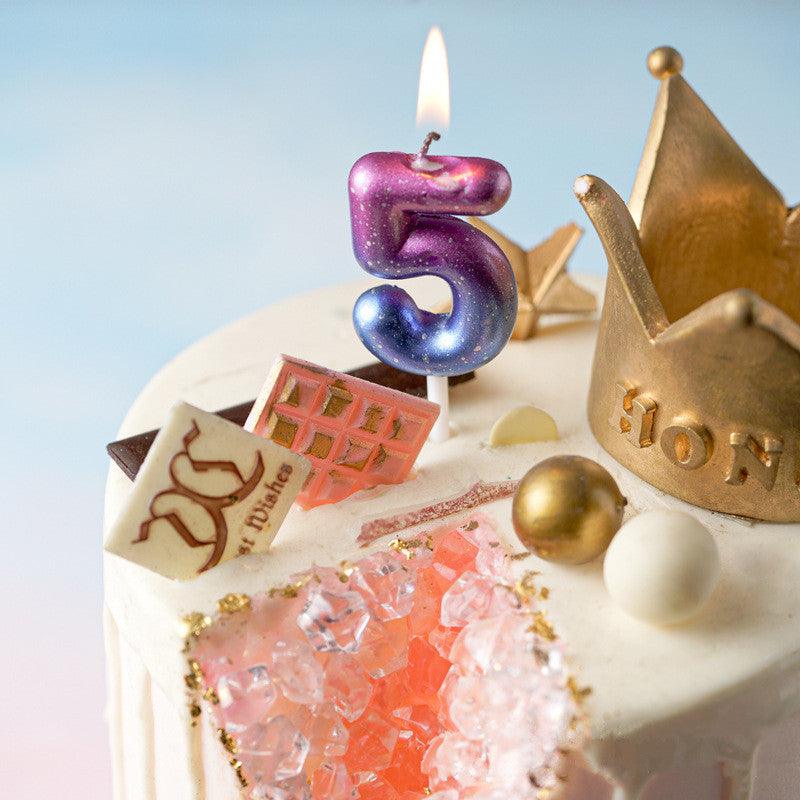 1 pièce Bougies Ciel Étoilé Décoration de Gâteau d'Anniversaire Dégradé Fête Gâteau Décoration Bougies Joyeux Anniversaire Bougies Chiffres pour Décoration de Gâteau pour Fête