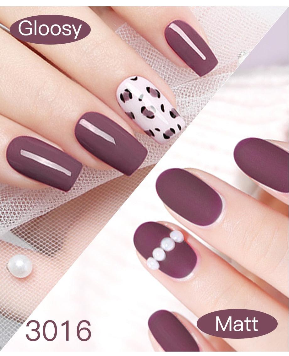 Vernis à Ongles Gel Brillant Femme Peinture Permanente Effet Brillant Mat Pour Manucure Nail Art Design Pour Femmes et Filles