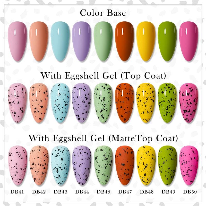 Vernis à ongles en gel de luxe, permanent, brillant, mat, effet œuf, élégant, design coquille d'œuf pour femmes et dames