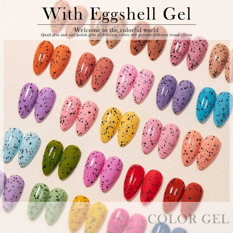 Vernis à ongles en gel de luxe, permanent, brillant, mat, effet œuf, élégant, design coquille d'œuf pour femmes et dames