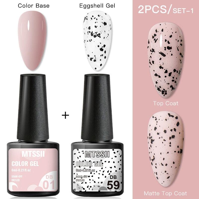 Vernis à ongles en gel de luxe, permanent, brillant, mat, effet œuf, élégant, design coquille d'œuf pour femmes et dames