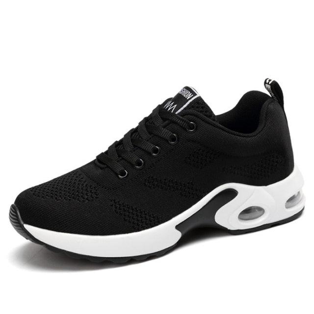 Baskets rouges pour femmes Chaussures à coussin d'air Femme Baskets en maille Respirantes Plates Baskets décontractées à coussin d'air Légères Antidérapantes Sport Jogging Gym Fitness Entraînement Tennis Marche Espadrilles