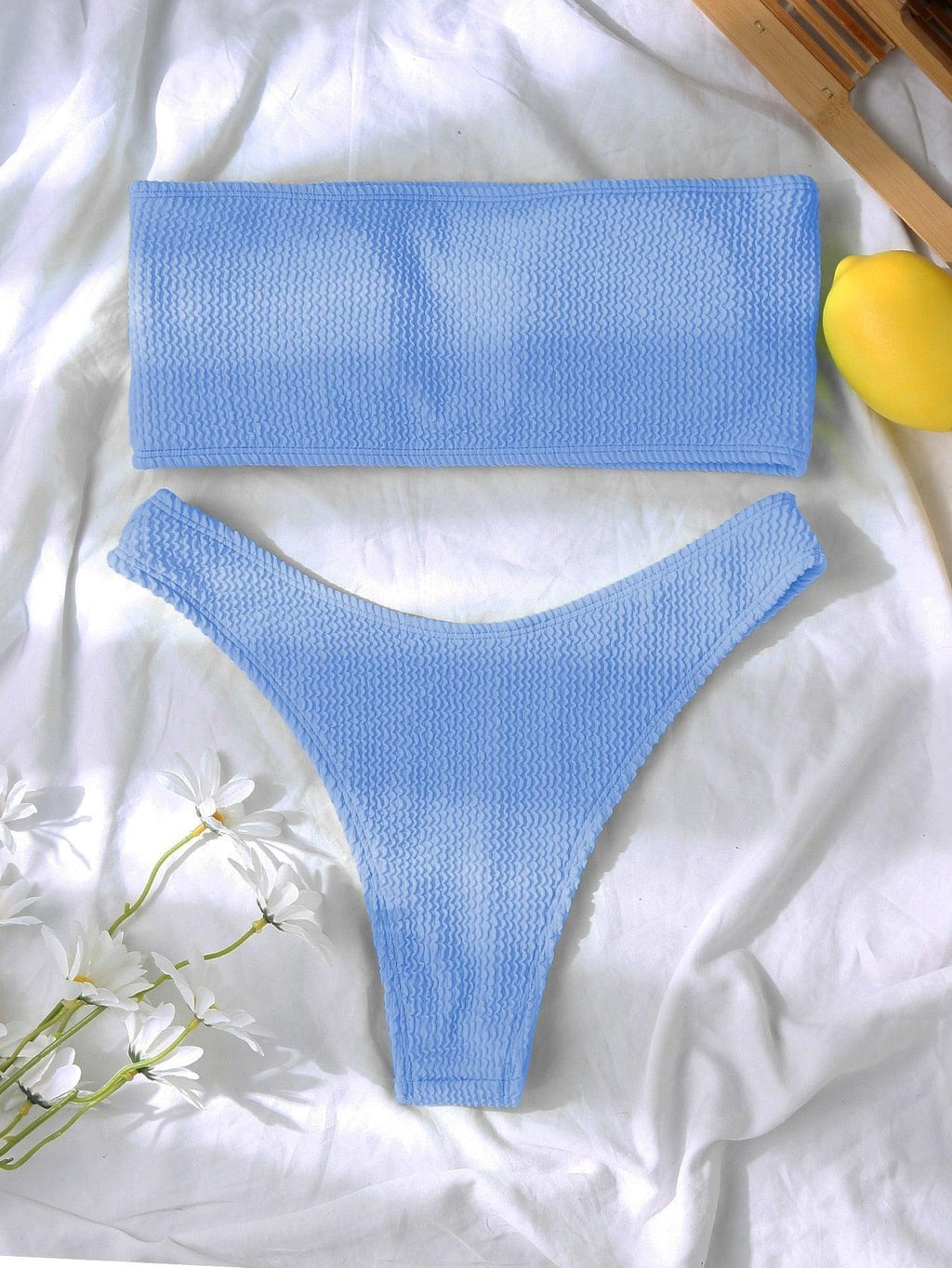 Bikini Maillot de bain Femme Push Up Ensemble de bikini Maillot de bain féminin Maillot de bain sans bretelles couleur unie 2 pièces Maillot de bain Maillots de bain Épaules dénudées Taille Haute Maillot de bain Maillot de bain échancré pour l'été