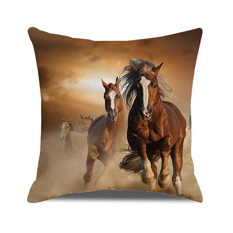 Housse de coussin à motif de chevaux, chevaux qui courent, coton lin, housse de coussin carrée, taie d'oreiller standard pour hommes femmes, décoration de la maison, canapé, fauteuil, chambre à coucher, salon, ferme 45x45CM