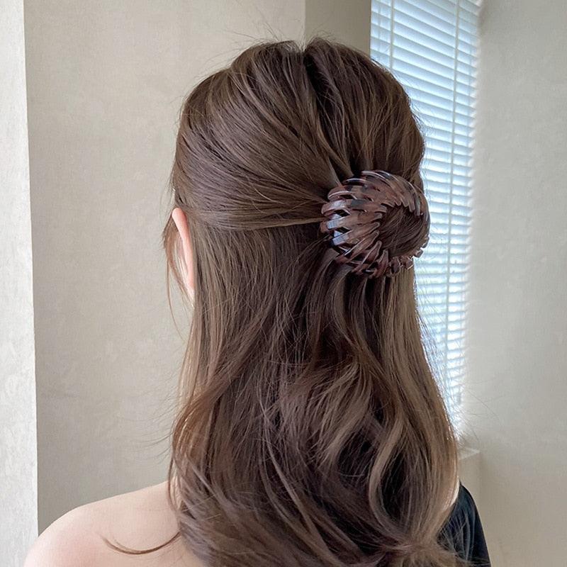 Nouvelles griffes à cheveux chignon pour femmes, pince à cheveux en forme de queue de cheval, nid d'oiseau extensible, accessoires de cheveux pour femmes, accessoires de cheveux queue de cheval pour femmes
