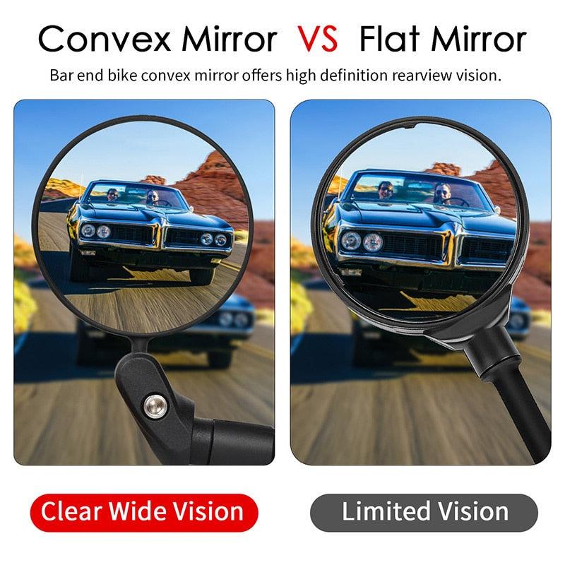 Rétroviseur de vélo rotatif en acier inoxydable Rétroviseur de vélo Rétroviseur de guidon de vélo Miroir de sécurité HD convexe réglable rotatif avec large champ de vision pour VTT