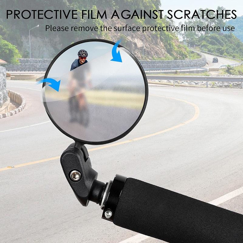 Rétroviseur de vélo rotatif en acier inoxydable Rétroviseur de vélo Rétroviseur de guidon de vélo Miroir de sécurité HD convexe réglable rotatif avec large champ de vision pour VTT