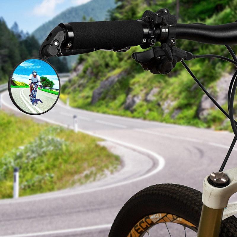 Rétroviseur de vélo rotatif en acier inoxydable Rétroviseur de vélo Rétroviseur de guidon de vélo Miroir de sécurité HD convexe réglable rotatif avec large champ de vision pour VTT