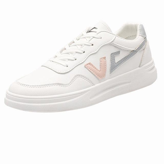 Baskets Respirantes Printemps Femme, Chaussures à Plateforme en Cuir pour Femme, Baskets Décontractées à Lacets, Baskets Blanches Tendance, Baskets à Plateforme en Cuir PU Blanc pour Femme, Baskets de Marche à Lacets