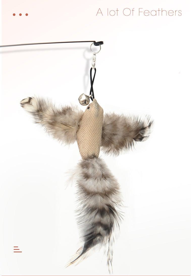 Jouet en forme de baguette pour chat, avec plume amusante et clochette, pour chaton, jouet interactif à agiter, avec peluche, jouet amusant pour l'exercice du chat