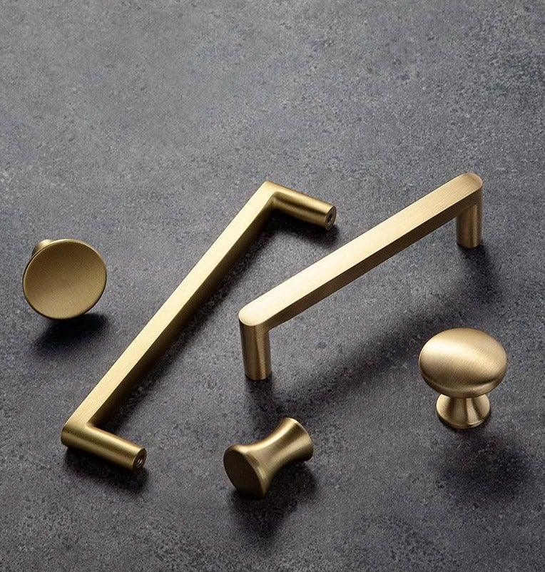Boutons dorés modernes en cuivre pur pour armoire de cuisine, poignées de porte de placard, boutons de tiroir en laiton, quincaillerie de poignée de meuble, poignées de tiroir, bouton de placard pour quincaillerie de meuble de cuisine