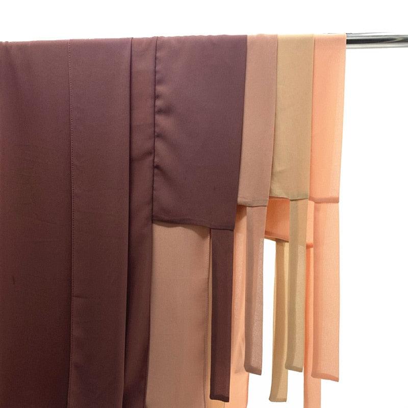 Voile élégant en mousseline de soie léger, coloré et uni, avec bandage, écharpe en mousseline de soie antidérapante, élégante, respirante, longs hijabs islamiques, bandeau, turban de mode pour femmes