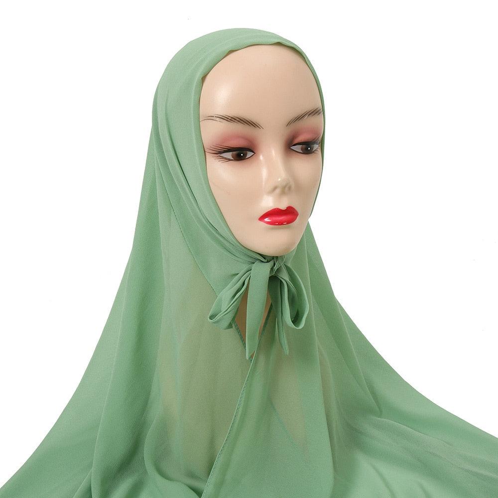 Voile élégant en mousseline de soie léger, coloré et uni, avec bandage, écharpe en mousseline de soie antidérapante, élégante, respirante, longs hijabs islamiques, bandeau, turban de mode pour femmes