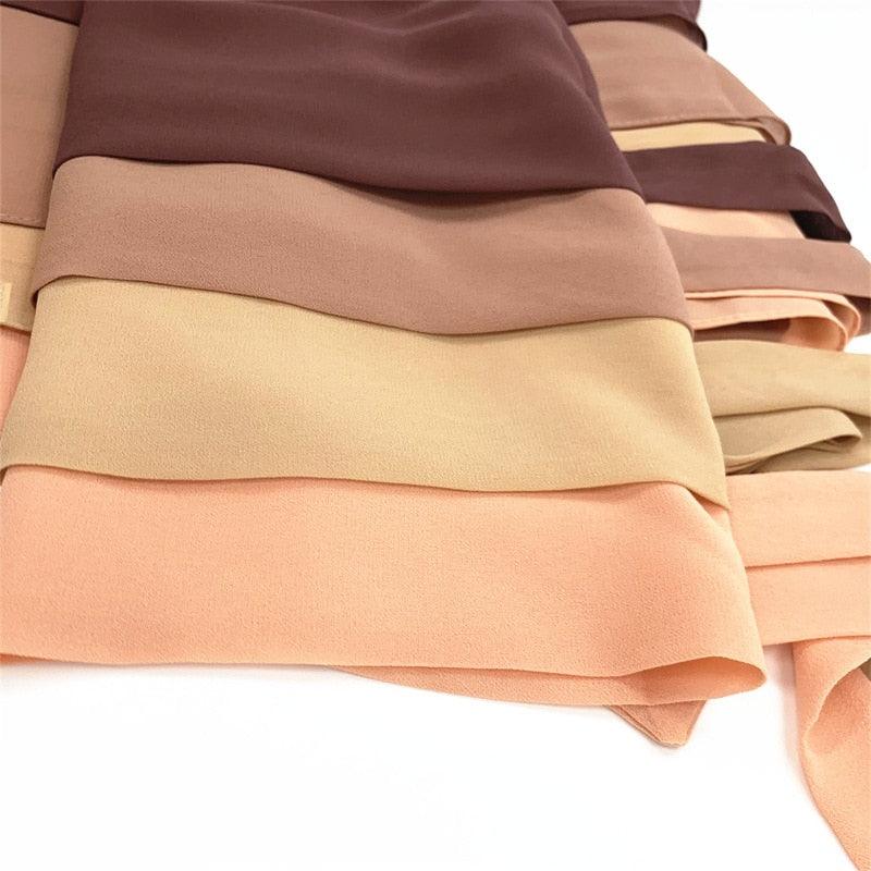 Voile élégant en mousseline de soie léger, coloré et uni, avec bandage, écharpe en mousseline de soie antidérapante, élégante, respirante, longs hijabs islamiques, bandeau, turban de mode pour femmes