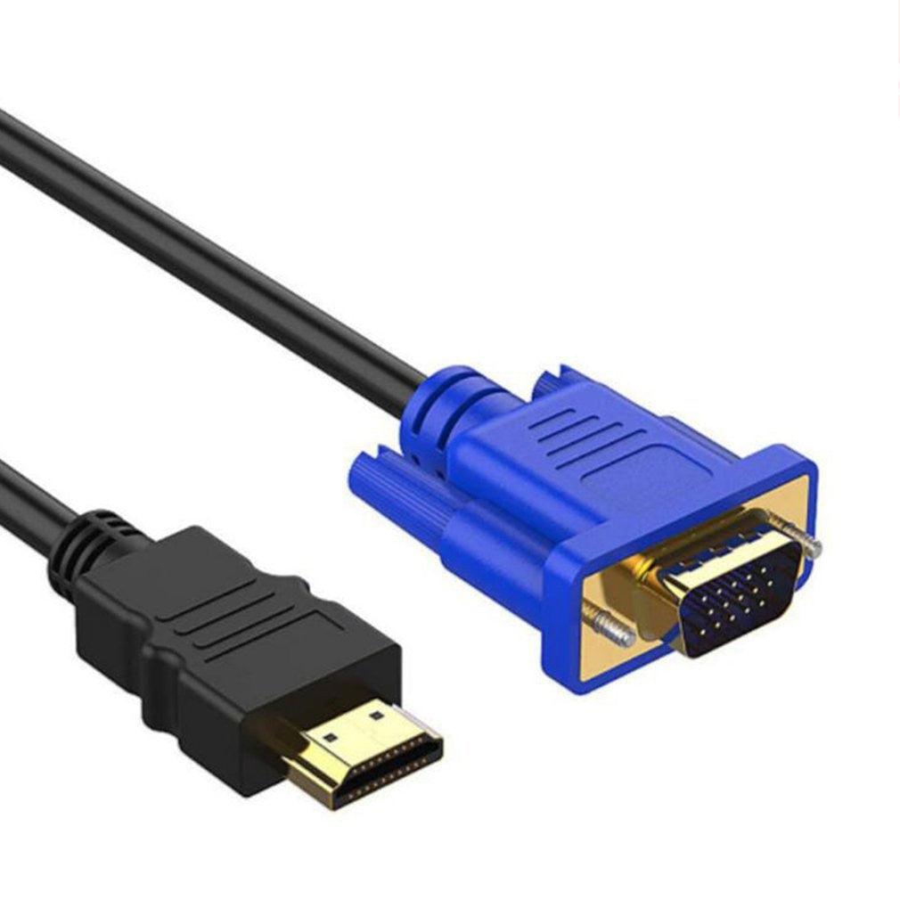 Câble compatible HDMI 1,8 m vers adaptateur VGA numérique 1080P HDTV avec convertisseur audio, adaptateur plaqué or câble connecteur HDMI vers VGA compatible pour ordinateur de bureau, portable, moniteur PC, projecteur, HDTV 1,8 m