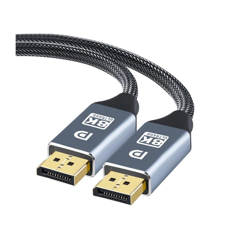 Adaptateur DisplayPort mince et flexible haute vitesse 1,4 Gbit/s Ultra HD 8K 4K 144 Hz 165 Hz de 1 m/2 m/5 m pour moniteur, PC, ordinateur portable, projecteur