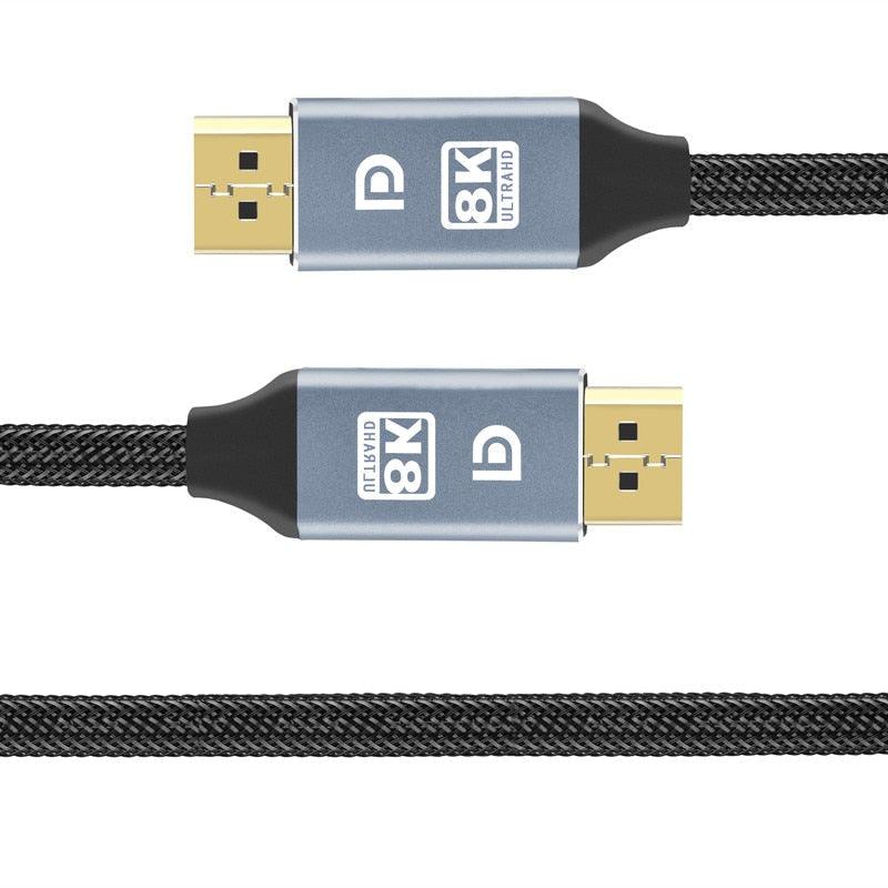 Adaptateur DisplayPort mince et flexible haute vitesse 1,4 Gbit/s Ultra HD 8K 4K 144 Hz 165 Hz de 1 m/2 m/5 m pour moniteur, PC, ordinateur portable, projecteur