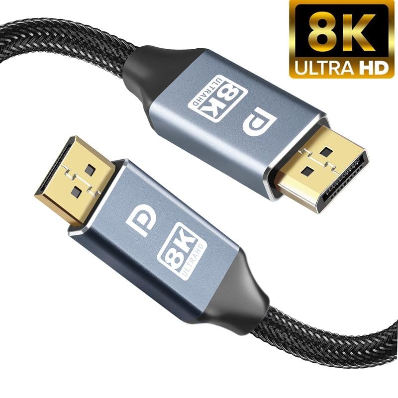 Adaptateur DisplayPort mince et flexible haute vitesse 1,4 Gbit/s Ultra HD 8K 4K 144 Hz 165 Hz de 1 m/2 m/5 m pour moniteur, PC, ordinateur portable, projecteur