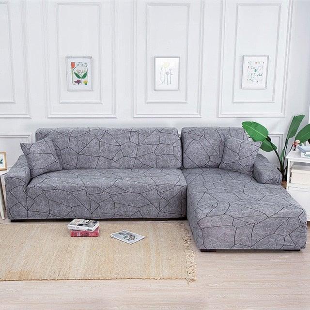 Housses de canapé élastiques pour salon, housses extensibles pour canapé d'angle en forme de L, housses de fauteuil 1/2/3/4 places, housses de protection élastiques élégantes imprimées pour canapé d'angle, protecteur de meubles pour salon