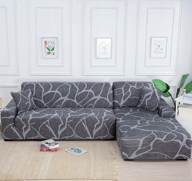 Housses de canapé élastiques pour salon, housses extensibles pour canapé d'angle en forme de L, housses de fauteuil 1/2/3/4 places, housses de protection élastiques élégantes imprimées pour canapé d'angle, protecteur de meubles pour salon