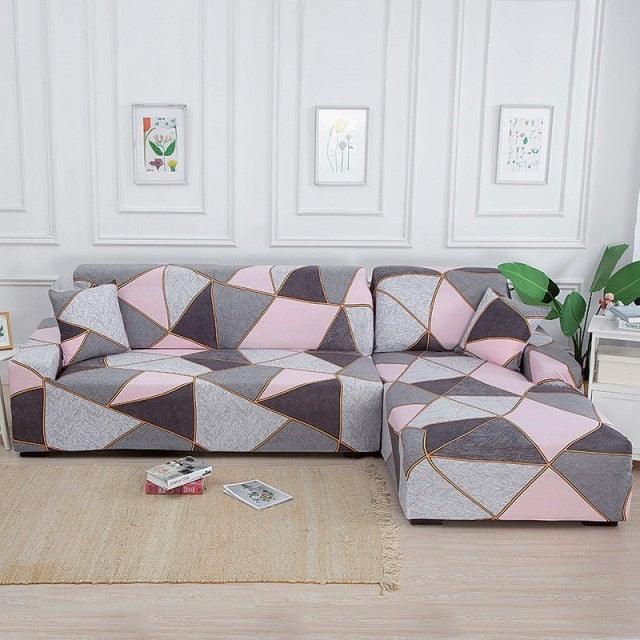 Housses de canapé élastiques pour salon, housses extensibles pour canapé d'angle en forme de L, housses de fauteuil 1/2/3/4 places, housses de protection élastiques élégantes imprimées pour canapé d'angle, protecteur de meubles pour salon