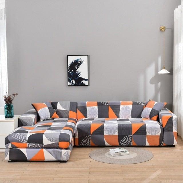 Housses de canapé élastiques pour salon, housses extensibles pour canapé d'angle en forme de L, housses de fauteuil 1/2/3/4 places, housses de protection élastiques élégantes imprimées pour canapé d'angle, protecteur de meubles pour salon