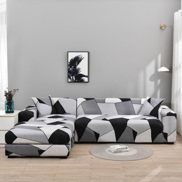 Housses de canapé élastiques pour salon, housses extensibles pour canapé d'angle en forme de L, housses de fauteuil 1/2/3/4 places, housses de protection élastiques élégantes imprimées pour canapé d'angle, protecteur de meubles pour salon