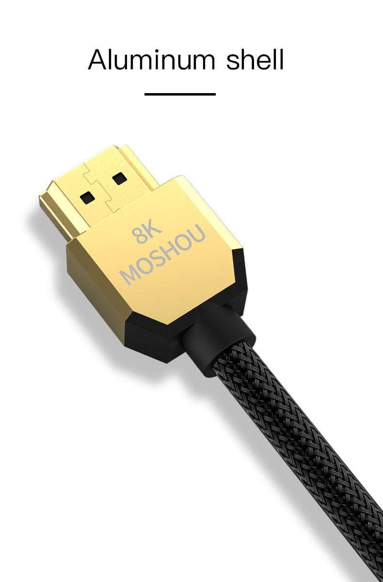 Câbles HDMI 2.1 8K 60Hz 4K 120Hz 48Gbps, Cordon Vidéo HDR Ultra HD 48Gbps Haute Vitesse Interface Multimédia Haute Définition Compatible TV Moniteur Gaming