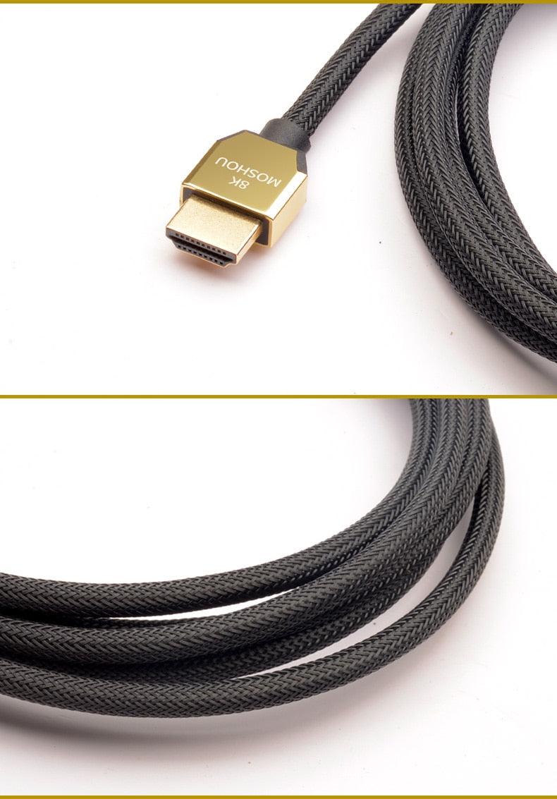 Câbles HDMI 2.1 8K 60Hz 4K 120Hz 48Gbps, Cordon Vidéo HDR Ultra HD 48Gbps Haute Vitesse Interface Multimédia Haute Définition Compatible TV Moniteur Gaming