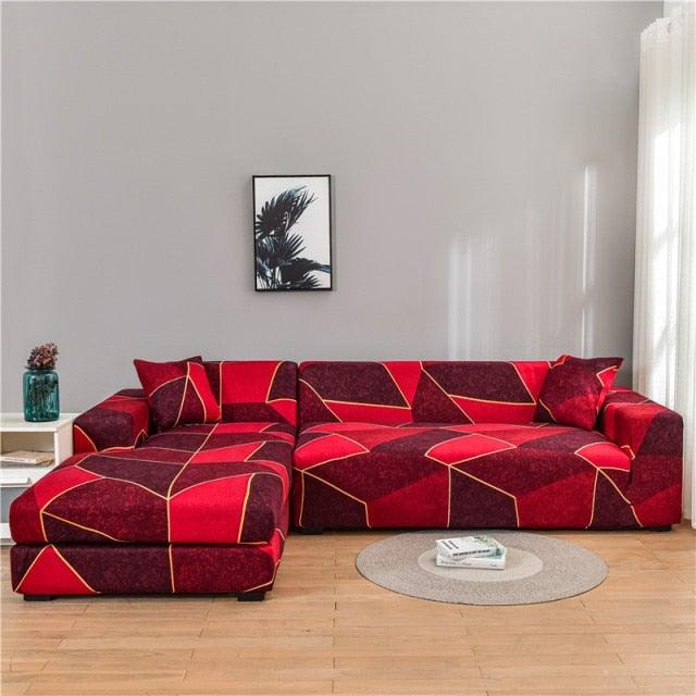 Housses de canapé élastiques pour salon, housses extensibles pour canapé d'angle en forme de L, housses de fauteuil 1/2/3/4 places, housses de protection élastiques élégantes imprimées pour canapé d'angle, protecteur de meubles pour salon