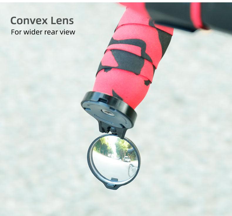 Rétroviseur de vélo de guidon avec miroir convexe - Fixation universelle gauche/droite - Réflecteur arrière convexe en acrylique - Design élégant - Rétroviseur minimaliste pliable - Rétroviseur arrière convexe pliable - Sécurité et style à vélo