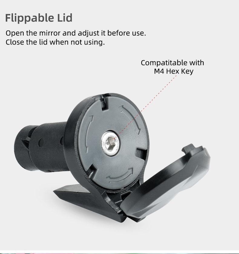 Rétroviseur de vélo de guidon avec miroir convexe - Fixation universelle gauche/droite - Réflecteur arrière convexe en acrylique - Design élégant - Rétroviseur minimaliste pliable - Rétroviseur arrière convexe pliable - Sécurité et style à vélo