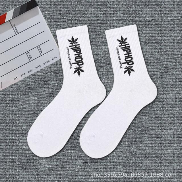 1 paire de chaussettes unisexes Crew neuves en coton pur noir et blanc, mode sport, skateboard, streetwear, chaussettes longues chaudes d'hiver et d'automne pour hommes et femmes