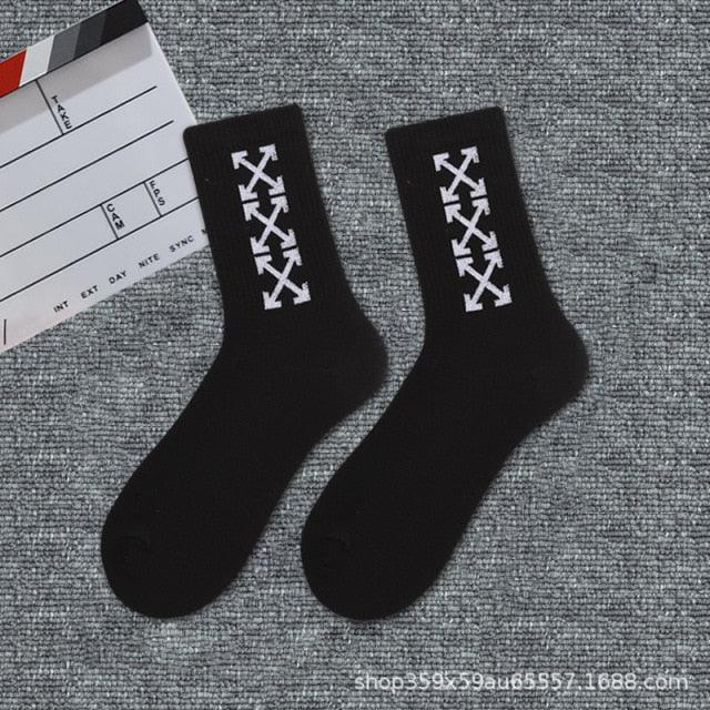 1 paire de chaussettes unisexes Crew neuves en coton pur noir et blanc, mode sport, skateboard, streetwear, chaussettes longues chaudes d'hiver et d'automne pour hommes et femmes