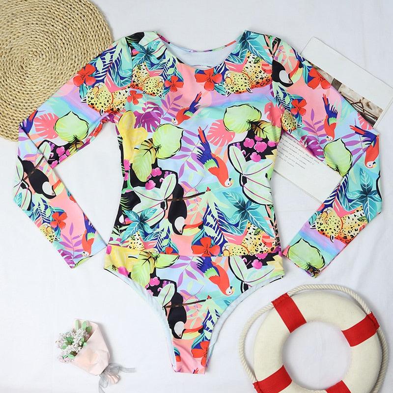 Maillot de bain de surf pour femme Bikini manches longues Maillot de bain imprimé tigre Push Up Maillot de bain d'été deux pièces Rash Guard de surf Bikini manches longues Ensemble maillot de bain
