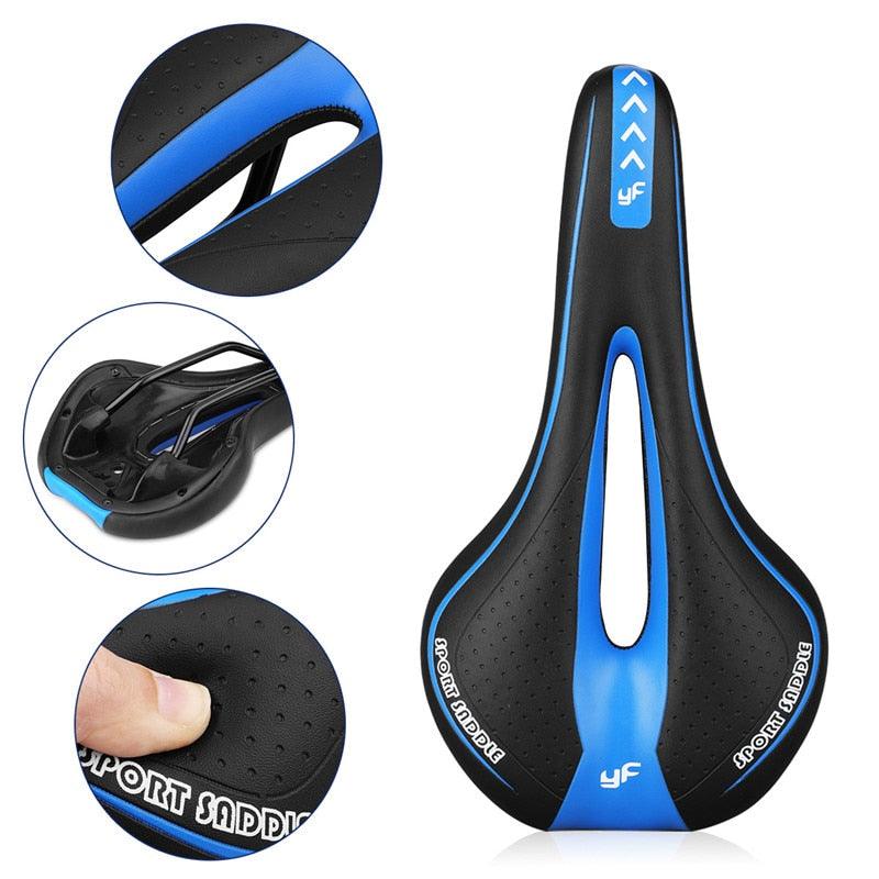 Selle de vélo souple Coussin de selle de vélo creux Siège de vélo de route VTT en mousse à mémoire de forme confortable Siège de vélo avec concept de zone ergonomique pour hommes