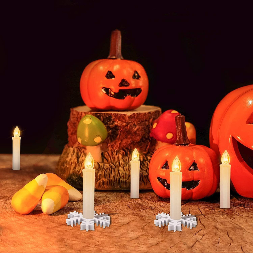 Bougies LED Sans Flamme Télécommande Pour Dîner Fête Maison Arbre de Noël Bougies LED Coniques Sans Flamme Scintillantes avec Télécommande Minuteur Piles Étanche Bougies d'Arbre de Noël Bougies de Fenêtre Blanc Chaud Lumière de Décoration Nouvel An
