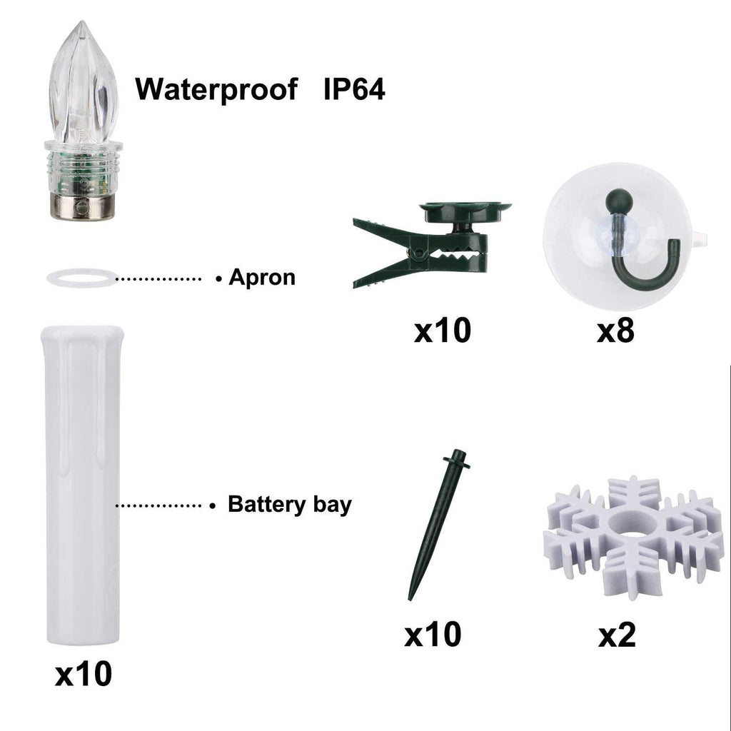 Bougies LED Sans Flamme Télécommande Pour Dîner Fête Maison Arbre de Noël Bougies LED Coniques Sans Flamme Scintillantes avec Télécommande Minuteur Piles Étanche Bougies d'Arbre de Noël Bougies de Fenêtre Blanc Chaud Lumière de Décoration Nouvel An
