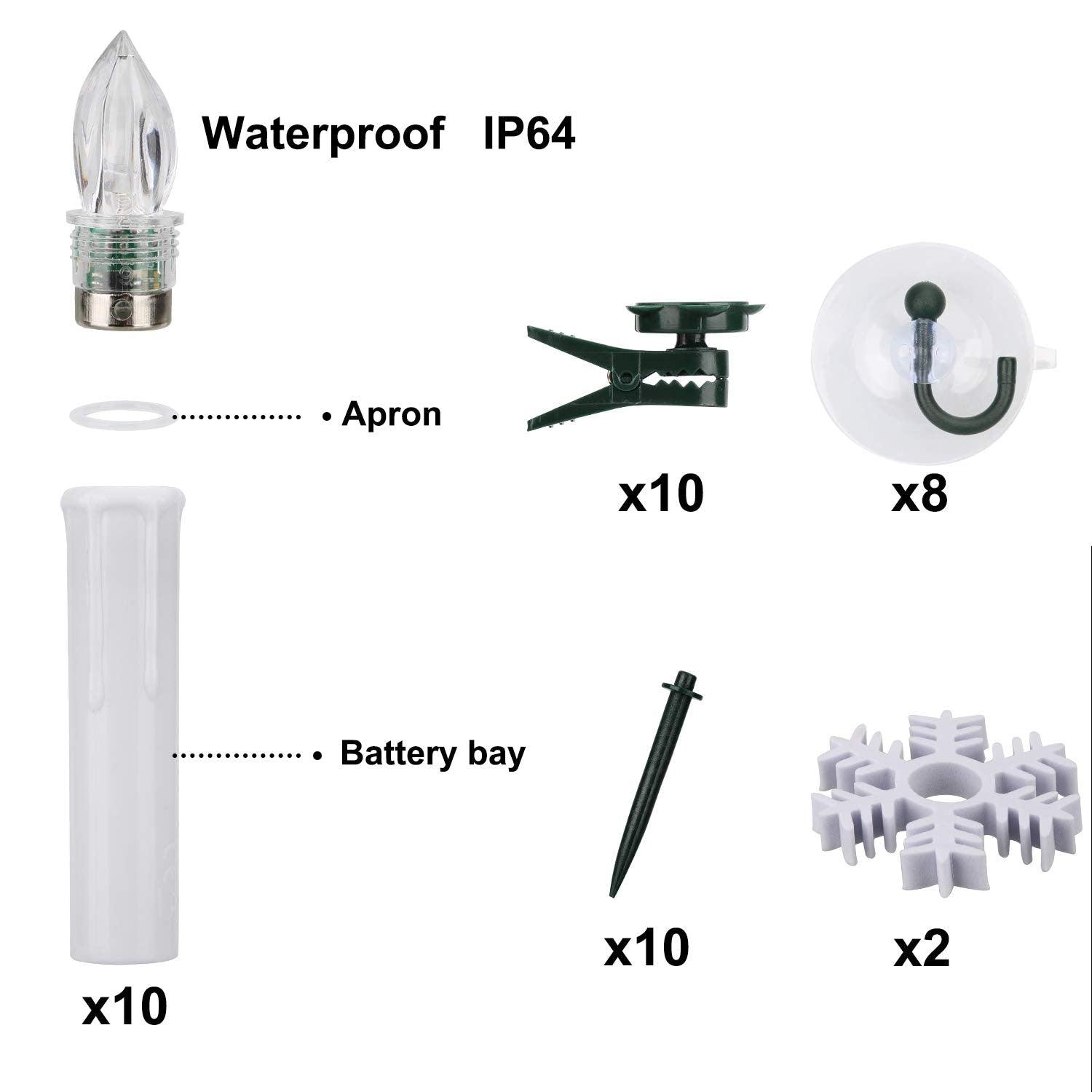 Bougies LED Sans Flamme Télécommande Pour Dîner Fête Maison Arbre de Noël Bougies LED Coniques Sans Flamme Scintillantes avec Télécommande Minuteur Piles Étanche Bougies d'Arbre de Noël Bougies de Fenêtre Blanc Chaud Lumière de Décoration Nouvel An