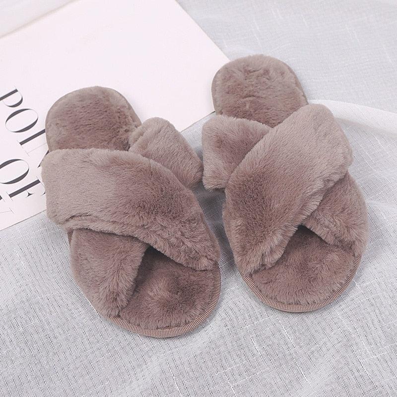 Pantoufles douces et moelleuses pour femmes, en fausse fourrure, antidérapantes, confortables, avec mémoire de forme, pour la maison