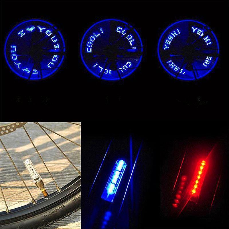 Roues lumineuses de vélo à double détection, lampe LED de VTT bilatérale, lumières de roue de vélo clignotantes au néon, lampe phosphorescente pour la sécurité de nuit, feux de vélo pour le cyclisme de nuit