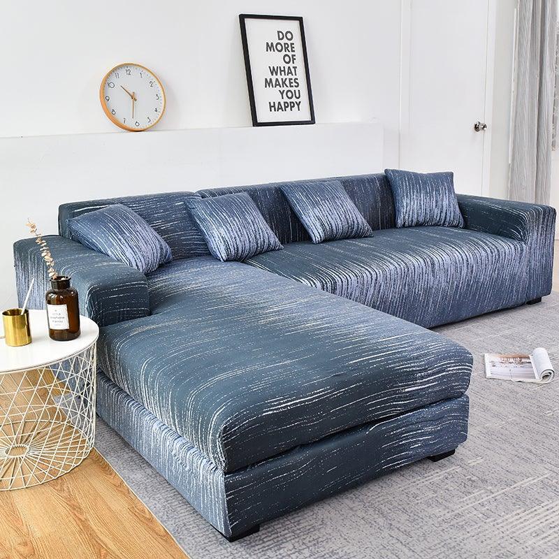 Housse de canapé géométrique, housse de canapé élastique pour salon, animaux domestiques, canapé d'angle en forme de L, housse de canapé en forme de L avec bas élastique, ensemble Jacquard pour salon