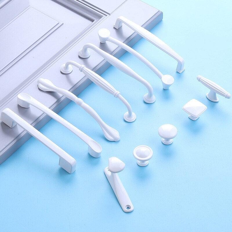 Poignées de tiroir, armoire, meubles de cuisine, poignées pour bouton d'armoire, tiroir, meubles, cuisine, bouton de simplicité, blanc, acier inoxydable, tube creux, barres de traction, bouton d'armoire pour quincaillerie de meubles de cuisine